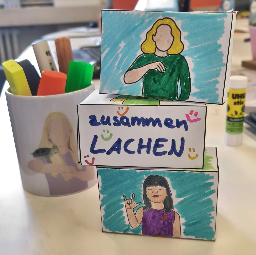 Eine-Wand-voller-Kinderstimmen-Bastelidee-zum-Weltkindertag-unter-dem-Motto-Kinderrechte-Bausteine-für-Demokratie talking hands flipbooks