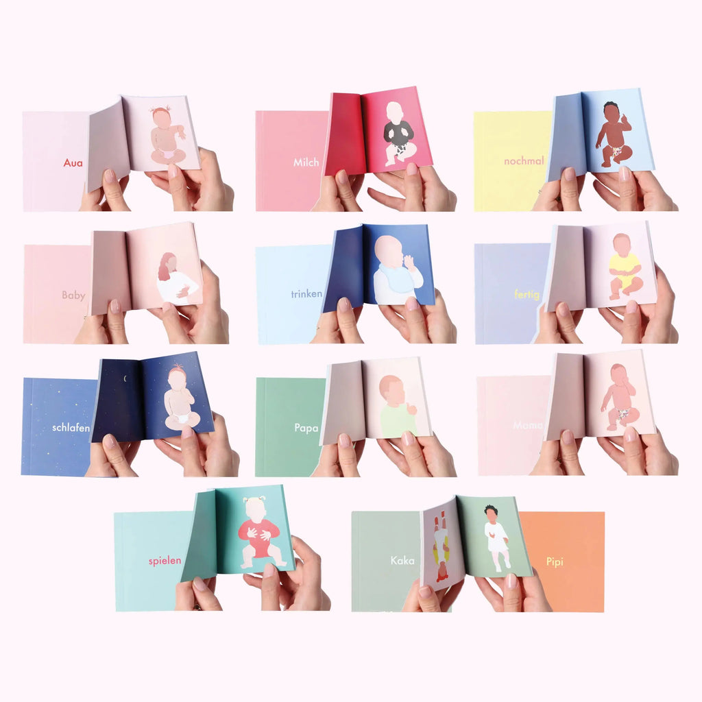 Babygebärden Bundle – Daumenkino Set und farbenfrohes Poster talking hands flipbooks