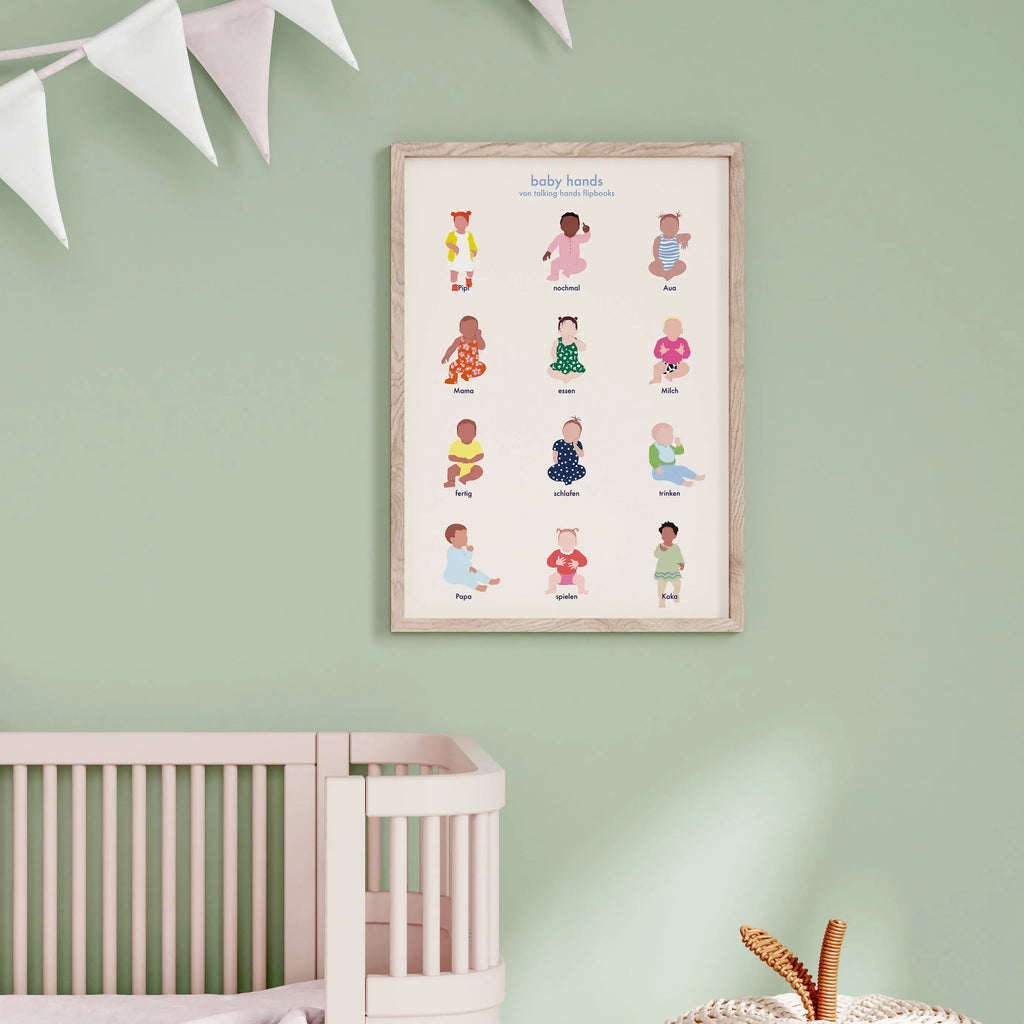 Poster fürs Babyzimmer mit Babygebärden/ Babyzeichensprache talking hands flipbooks