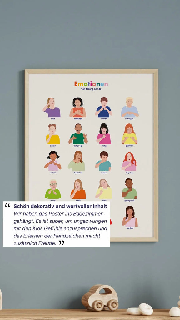 Beiges Emotions-Poster fürs Kinderzimmer talking hands flipbooks