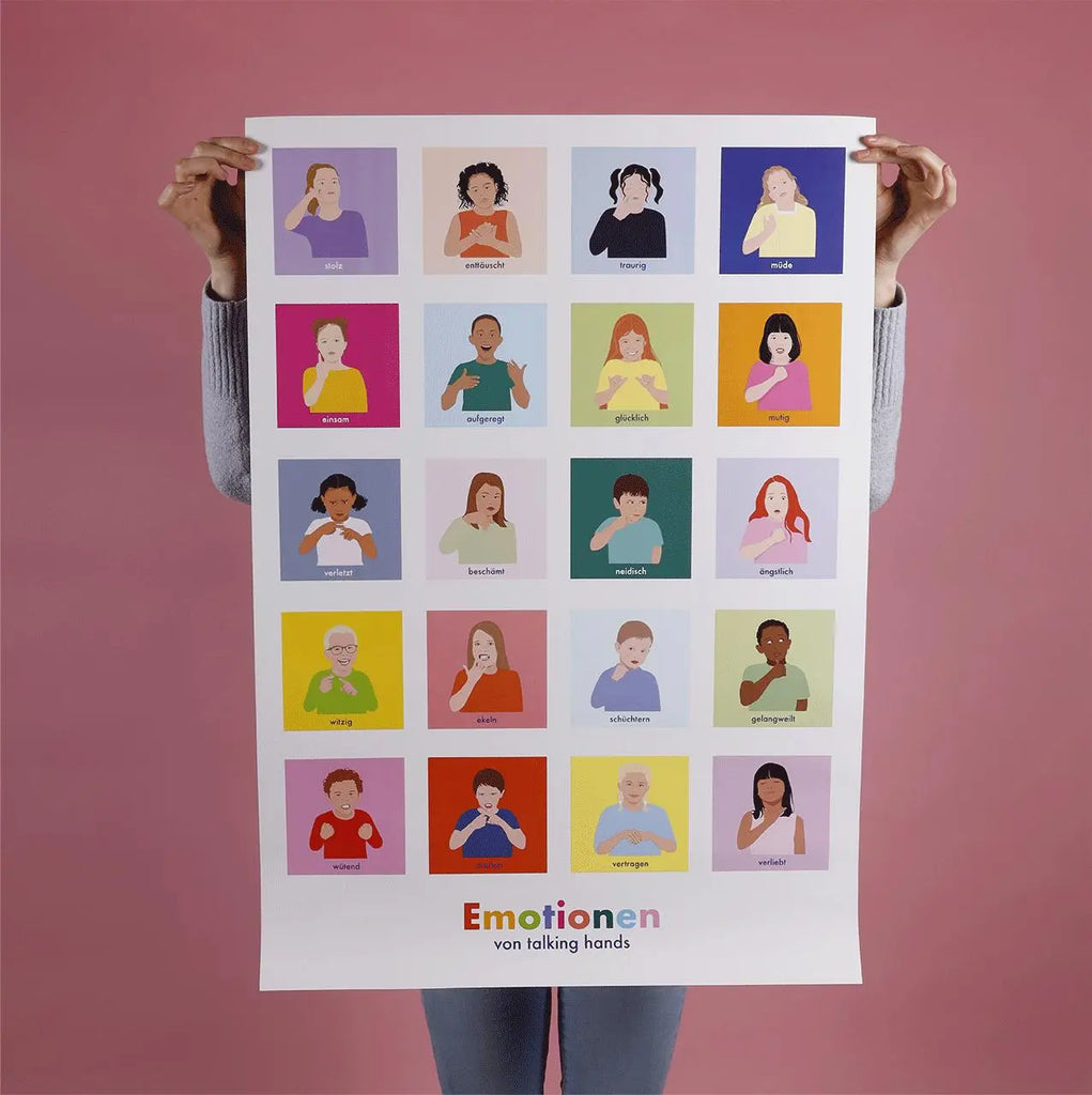 Buntes Emotions-Poster für Kinder talking hands flipbooks