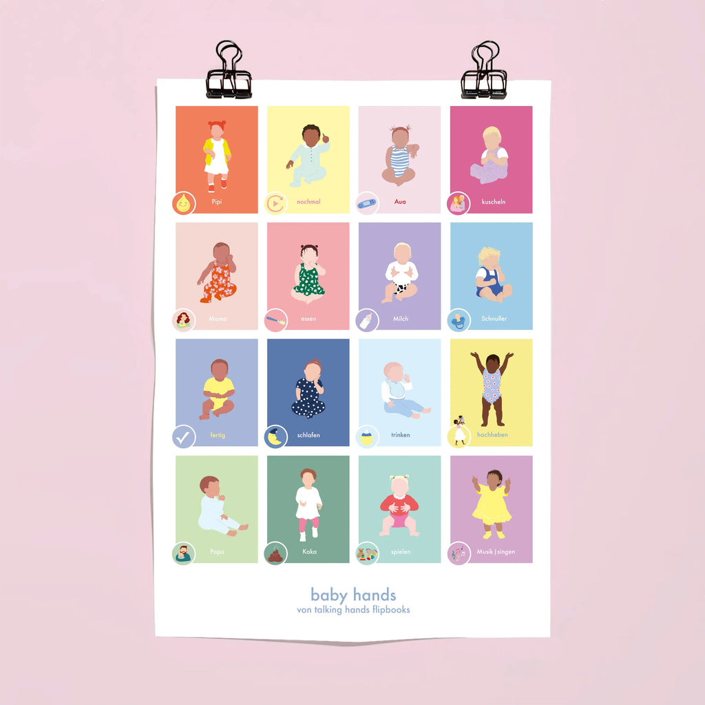 Farbenfrohes Poster fürs Babyzimmer talking hands flipbooks