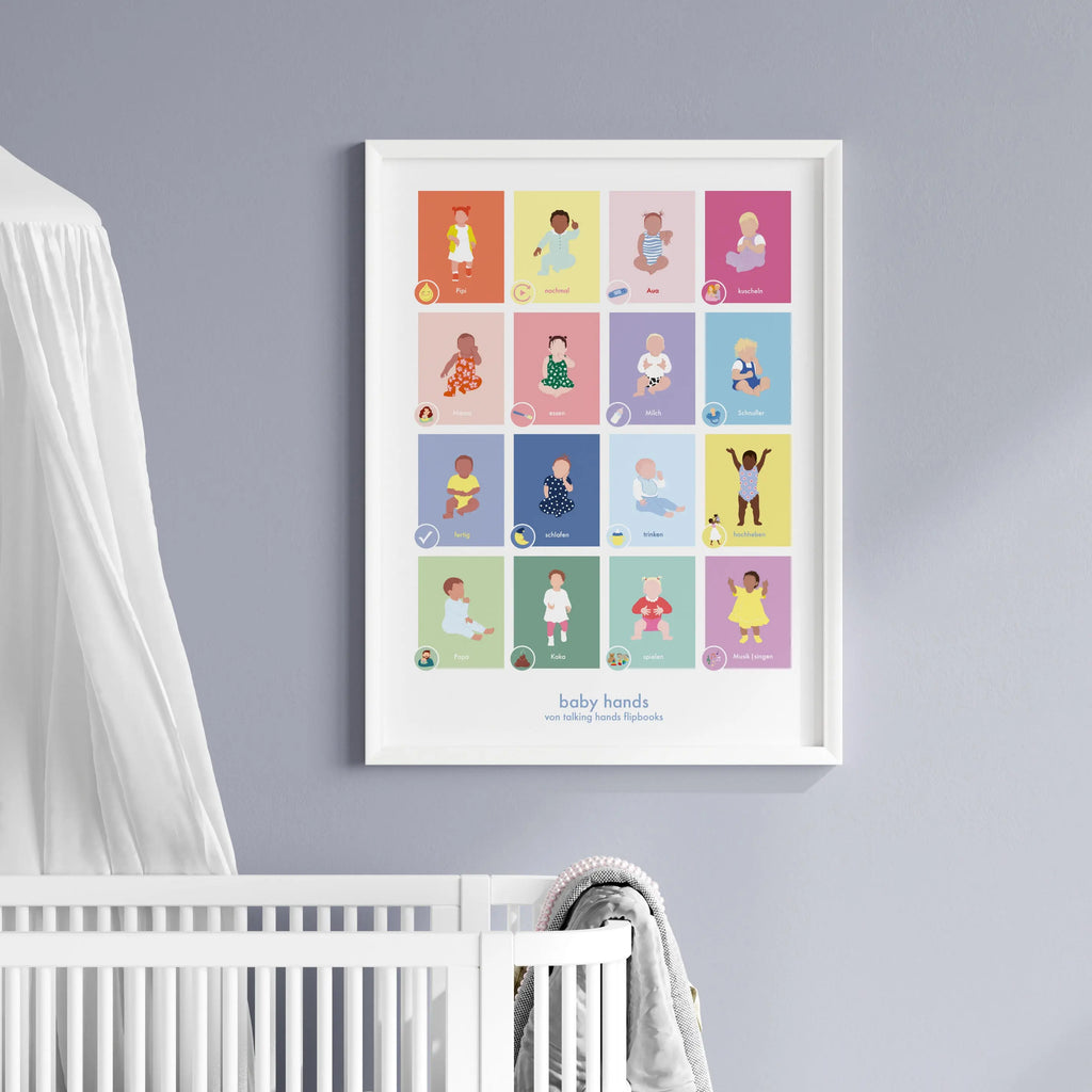 Farbenfrohes Poster fürs Babyzimmer talking hands flipbooks