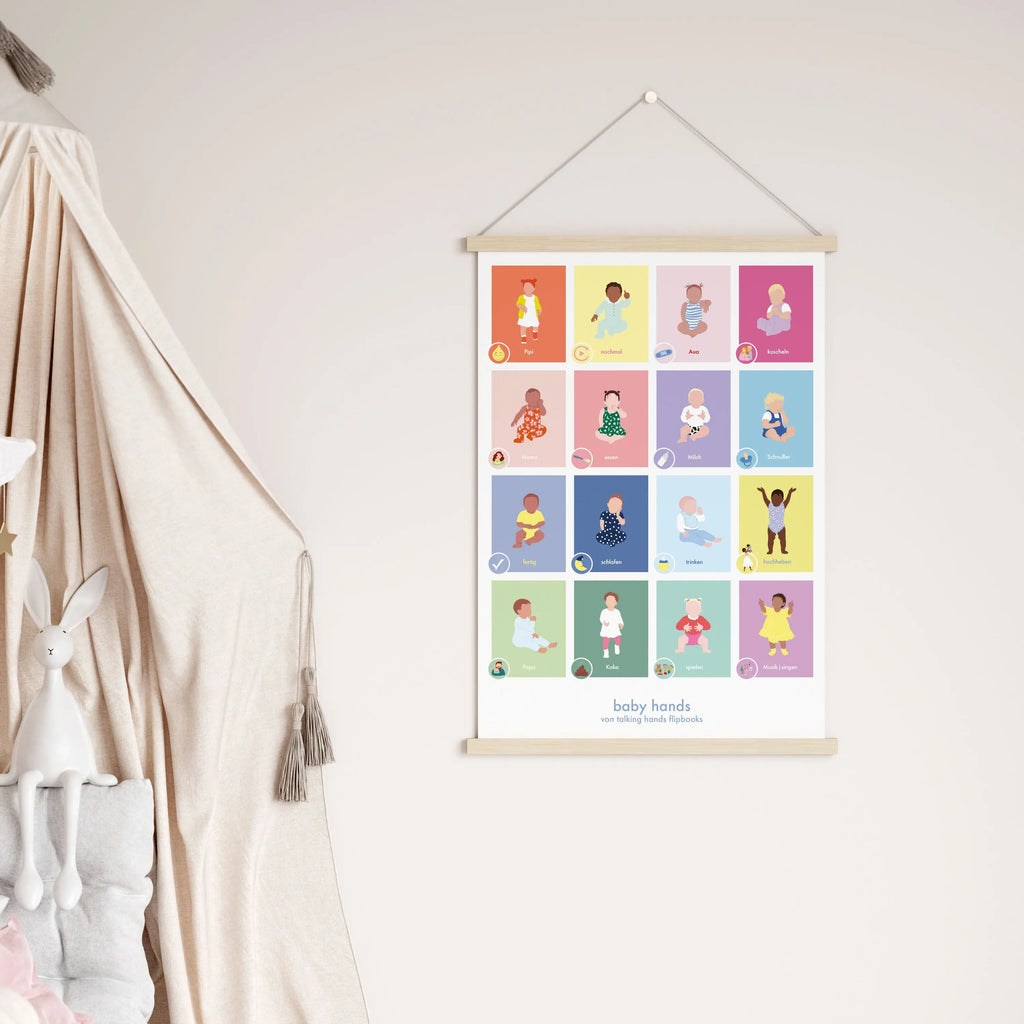 Farbenfrohes Poster fürs Babyzimmer talking hands flipbooks